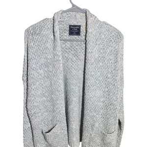 Abercrombie & Fitch Cropped Open Front Chunky Knit Cardigan Gray Women’s M